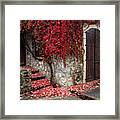 Autumn Landscape With Red Plants On A Hous Wall Framed Print