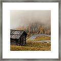 Autumn Landscape With Wooden Chalet Dolomiti Italian Apls Framed Print