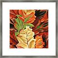 Autumn Leaves, Lake George, Ny - Modernist Nature Pattern Painting Framed Print