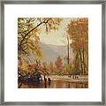 Autumn On The Delaware By Thomas Worthington Whittredge Framed Print