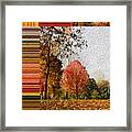 Autumn Parc With Horozontal Color Stripes Framed Print