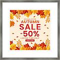 Autumn Sale Banner Background With Leaves. Framed Print