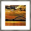 Autumn Sunset Behind Tacony-palmyra Bridge On The Delaware Framed Print