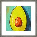 Avocado Half With Seed Kitchen Decor In Aqua Framed Print