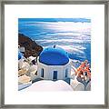 Blue Domes / Santorini Framed Print