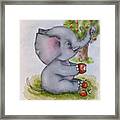 Baby Elephant Loves Apples Framed Print