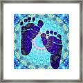 Baby Steps 1 - Blue Feet Art - Sharon Cummings Framed Print