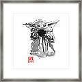 Baby Yoda Face Framed Print