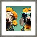 Background Tone One Flowers Background Glasses Sun Dog Cute Woman Goggles Sunglasses Fashion Beauty Children Model Summer Face Fun Hair People Funny Mask H Person Party Smile Framed Print