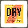 Baggage Tag E - Ory Paris France Framed Print