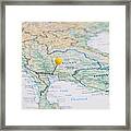 Bangkok, Thailand, Yellow Pin, Close-up Of Map. Framed Print