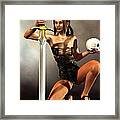Barbarian Woman With Sword And Skull Framed Print