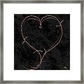 Barbed Heart-gold On Black Framed Print