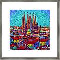 Barcelona Abstract Cityscape - Sagrada Familia Framed Print