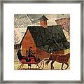 Barn And Sleigh Ride Framed Print
