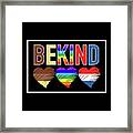 Be Kind Heart Art - Tri Color Framed Print