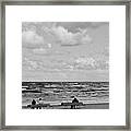 Beach Panorama In Black And White Vision Framed Print