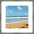 Beach Waves And Seaweed, Pinones, Puerto Rico Framed Print
