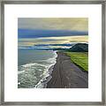 Beach With Black Sand On Kamchatka Framed Print