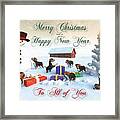 Beagle Puppies Christmas New Year Snowscene For All Of You Framed Print