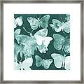 Beautiful Happy Light Airy Teal Blue Butterflies In The Watercolor Sky Ii Framed Print