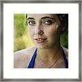 Beautiful Portrait Of Young Woman In Summer Nature. Framed Print
