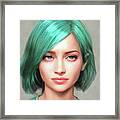 Beautiful Woman With Green Hair Portrait 01 Framed Print
