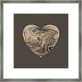 Beige Marble Heart Watercolor Framed Print