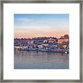 Belgrade Danube River Boats And Cityscape Panoramic View Framed Print