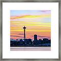 Below The Horizon Over Seattle Framed Print