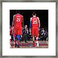 Ben Simmons And Joel Embiid Framed Print