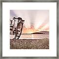 Bicycle At The Shore Cottage Framed Print