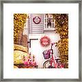 Bicycle Waiting At The Garden Gate In The Early Evening Framed Print