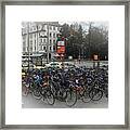 Bicycles At The Train Station Framed Print