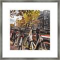 Bicycles Of Every Color In Amsterdam Painting Framed Print