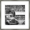 Big Chevy On The Farm Black And White Framed Print
