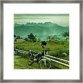 Biking To The Mountains Framed Print