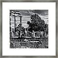 Sacred Stone - Black And White Photo Of Delphi Tholos Framed Print