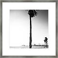 Black California Series - Santa Monica Palm Tree Framed Print