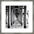 Black California Series - Underneath Huntington Beach Pier Framed Print