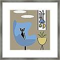 Black Cat In Blue Egg Chair Framed Print