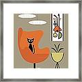 Black Cat In Orange Egg Chair Framed Print