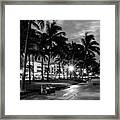 Black Florida Series - Miami Beach By Night Framed Print