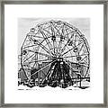 Black Manhattan Series - Coney Island Wonder Wheel Framed Print