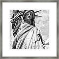 Black Manhattan Series - The Statue Of Liberty #02 Framed Print