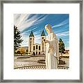 Blessed Virgin Mary With Red Rose Framed Print