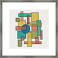 Mid Century Modern Blocks, Rectangles And Circles With Horizontal Background Framed Print