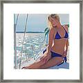 Blonde On A Yacht Water Color Framed Print