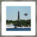 Blue Angels Over Pensacola Lighthouse And Ferry Framed Print