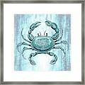 Blue Crab Watercolor Sea Creature Framed Print